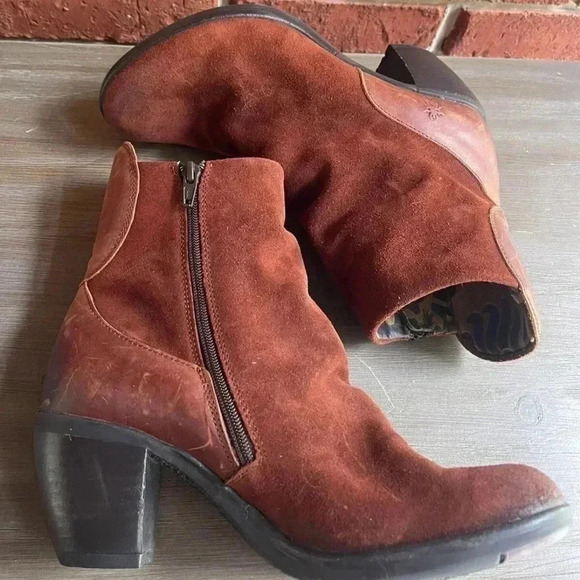 Fly London Leather Heeed Ankle Boot Hoya Brick Size 40 EU 9-9.5 US - Picture 4 of 5